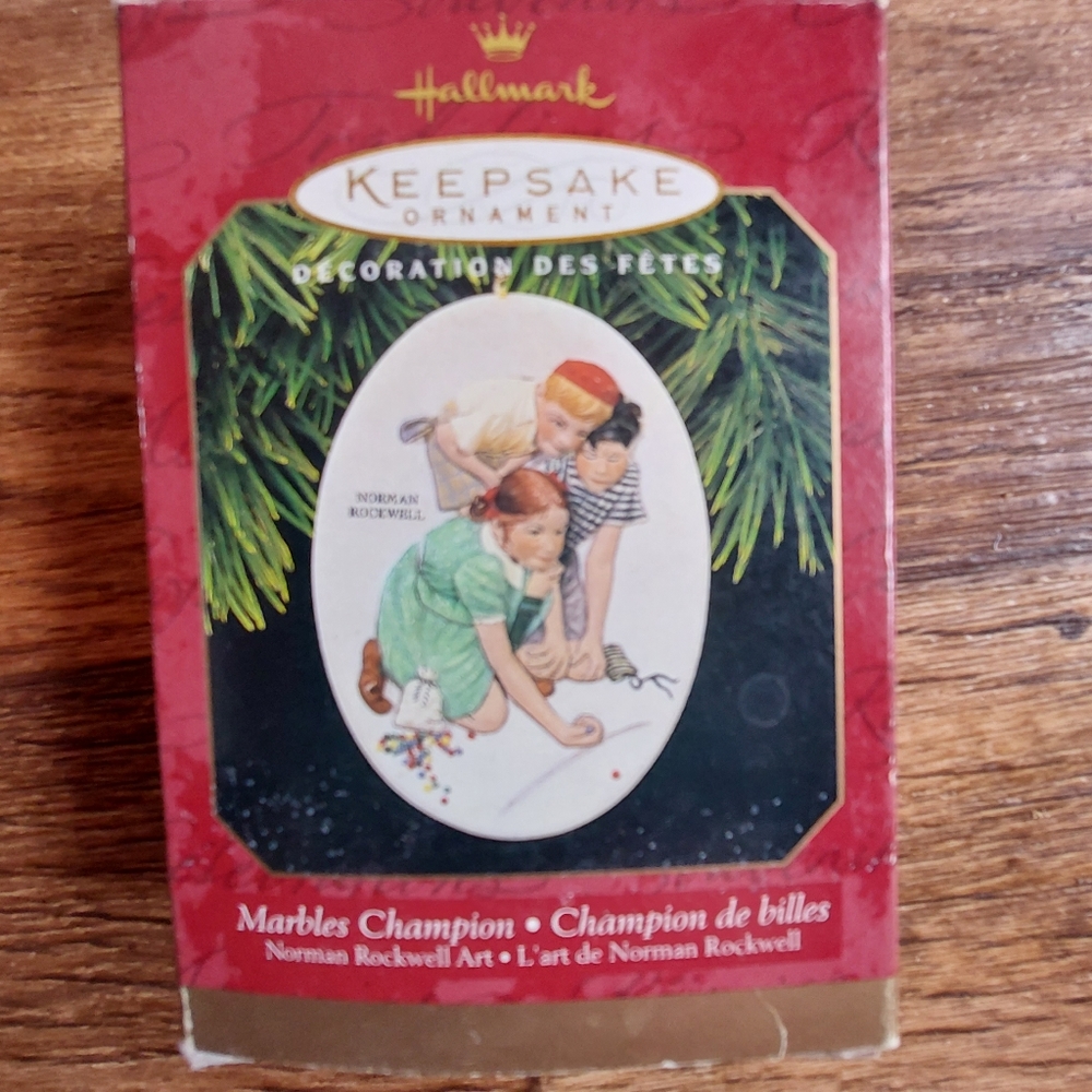 Norman Rockwell 1997 Christmas Ornament Hallmark Marbles Champion